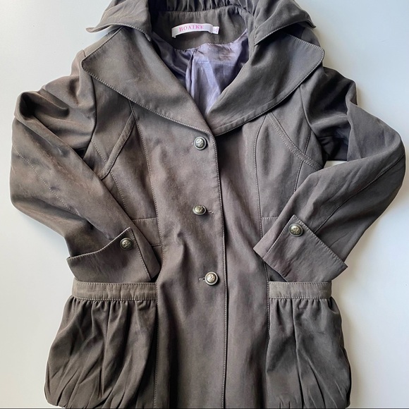 Chocolate Brown High Collared Jacket Blazer Sz L - Picture 5 of 6